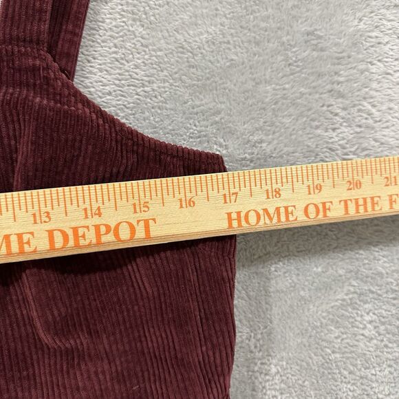American Eagle Dress Women's Medium Corduroy Maroon Red Sleeveless Jumper Bib - Picture 10 of 11